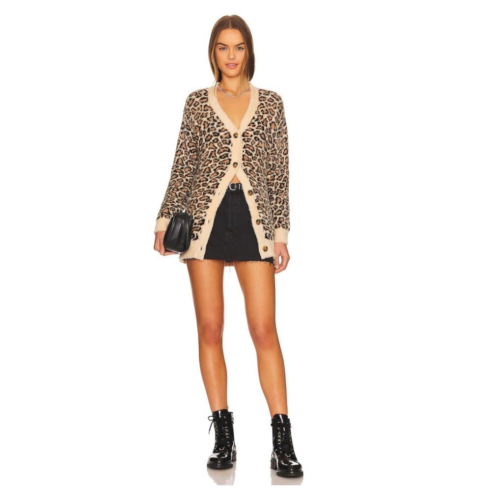 LOVERS & FRIENDS Francine Leopard Print Cardigan Size Small Pre-loved - Picture 3 of 12